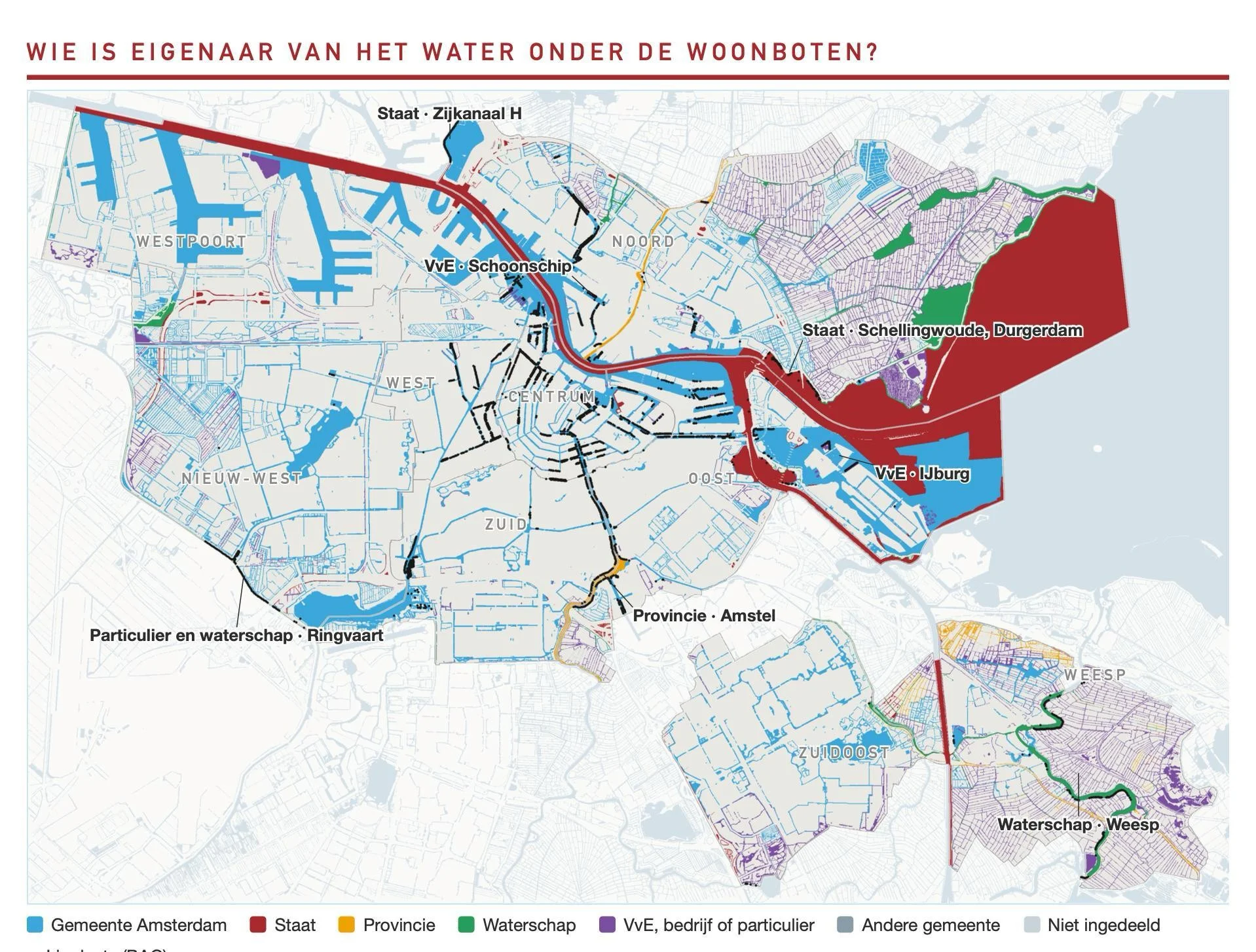 Water onder woonboten Water onder woonboten